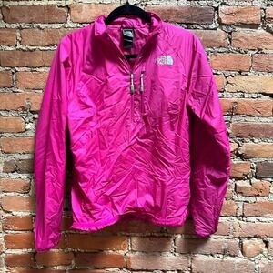 Bright pink the north face puffer quarter zip pullover size medium
